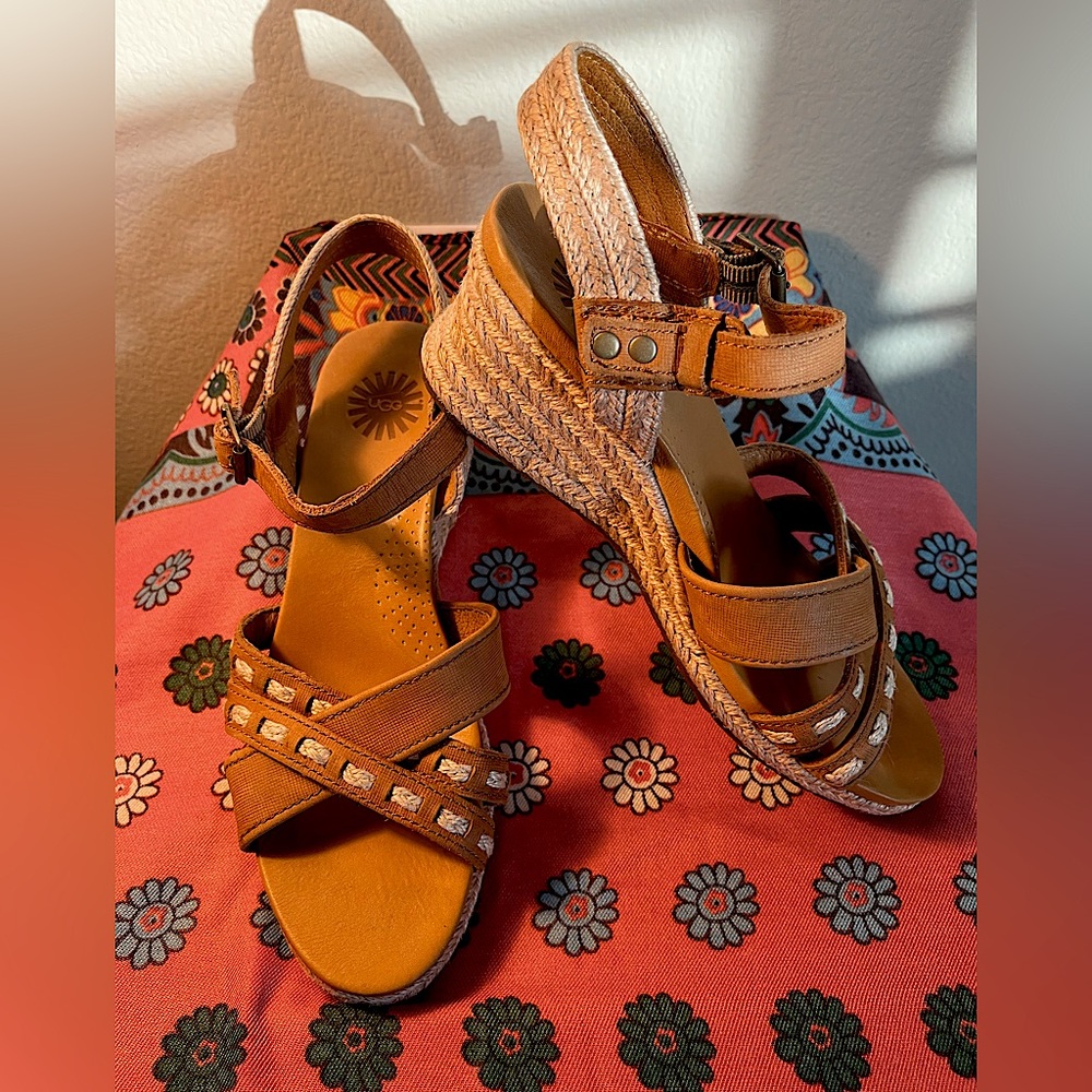 UGG LEATHER WEDGES SIZE 7.5